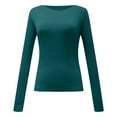 thumbnail image 3 of DuoJiaJ Women's Ribbed Long Sleeve Tops, Crew Neck Slim Fit Undershirts Knit Basic Casual Stretch Layering Tee Shirts Green S, 3 of 3