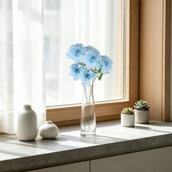 Bcylexb Lifelike Artificial Flowers, Fake Flower Bouquets with Green Leaves Faux Floral Arrangement for Vase Bedroom Nightstand Living Room Table Decor