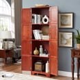 thumbnail image 4 of 72.4" Tall Storage Cabinet with 8 Doors and 4 Shelves, Freestanding Storage Cabinet with Sturdy Base, Bookshelf for Living Room, Kitchen, Dining Room, Office, Cherry, 4 of 9