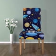 thumbnail image 4 of FMSHPON Cartoon Space Astronaut Rockets Planets Stars Starry Night Stretch Chair Cover Protector Seat Slipcover for Dining Room Hotel Wedding Party Set of 1, 4 of 5