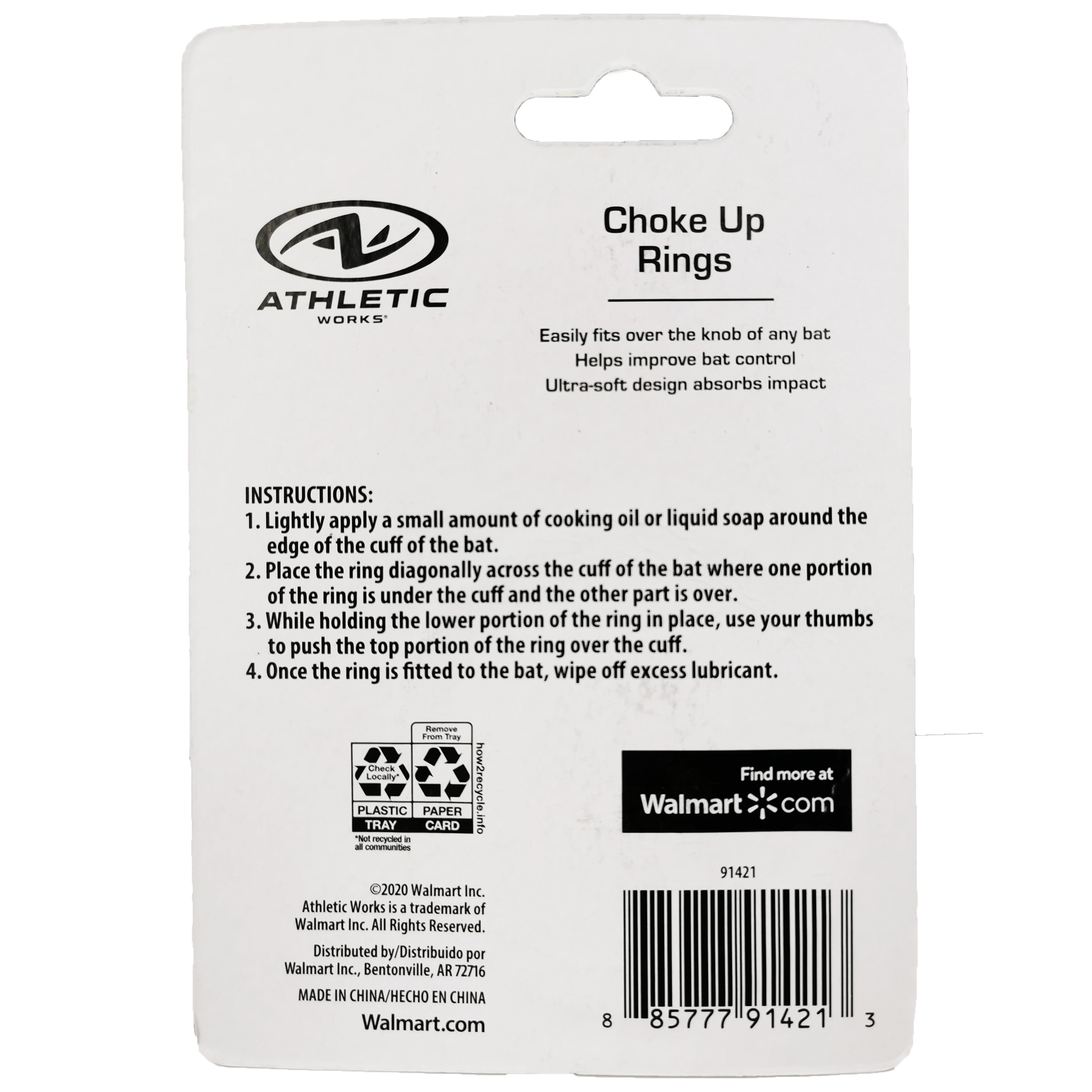 Athletic Works Rubber Choke-up Baseball Bat Rings, 0.14 lb, 2 Pack