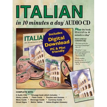 Grammar Cd - Italian in 10 Minutes a Day Audio CD : Language Course for Beginning and Advanced Study. Includes Workbook, Flash Cards, Sticky Labels, Menu Guide, Software, Glossary, Phrase Guide, and Audio Cds. Grammar. Bilingual Books, Inc. (Publisher)