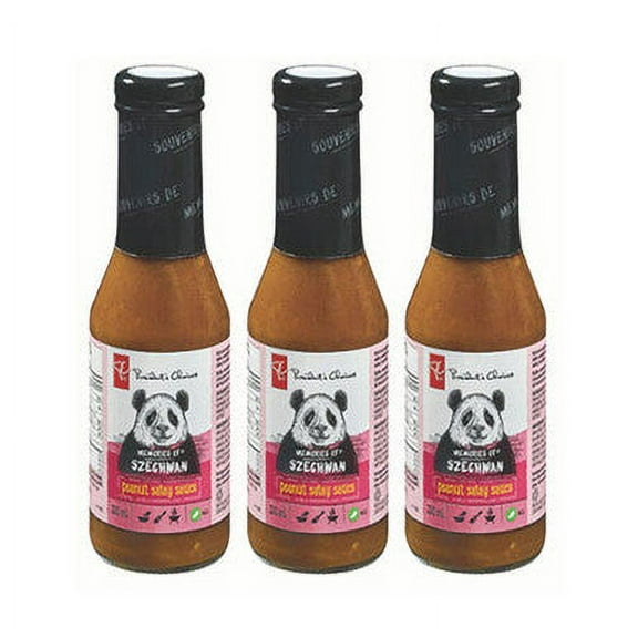 PC MEMORIES OF Szechwan Spicy Peanut Satay Sauce, 350ml/11.8oz., (3 Pack) {Imported from Canada}