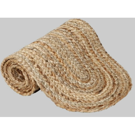 

MDS Hand Woven Oval Jute Braided Table Runner 13*108 Inch - Natural Burlap Reversible Rustic Vintage Dining Table Runner for Home Décor Kitchen Indoor & Covered Door Entrances Jute Table Runner