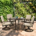 thumbnail image 2 of Costway 5PCS Patio Rattan Dining Set Swivel Chairs Cushioned Round Table Beige, 2 of 10