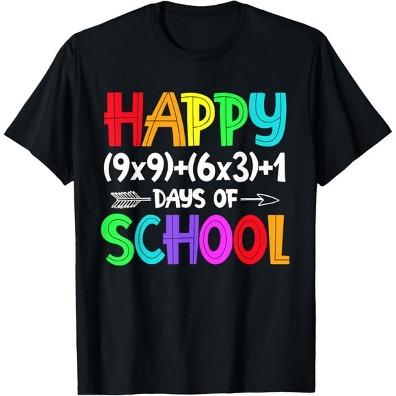 100 Days Of School Math Formula For Teacher Student Boy Girl T-ShirtMen's and women's gift, black and white T-shirt, size: Extra large S-4XL