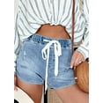 thumbnail image 3 of Women's Myosotis High Waist Distressed Denim Shorts with Drawstring | [ZhiHiMeRi] | 10, 3 of 12