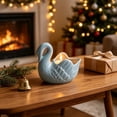 thumbnail image 7 of PSVFUJZ Ceramic Cygnet Candle Holder, Glossy Decorative Candlestick Stand, Holiday Ornament for Scented Candle Candlelight Dinner Thanksgiving Christmas Home Table Decor Blue, 7 of 7