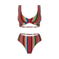 thumbnail image 4 of Daiia Mexican Serape Blanket Stripes Women's Bikini Set Two Piece Swimsuit High Waisted Bikini Adjustable Straps Bikini Perfect for Beach, Pool, and Summer Vacation-Medium, 4 of 9