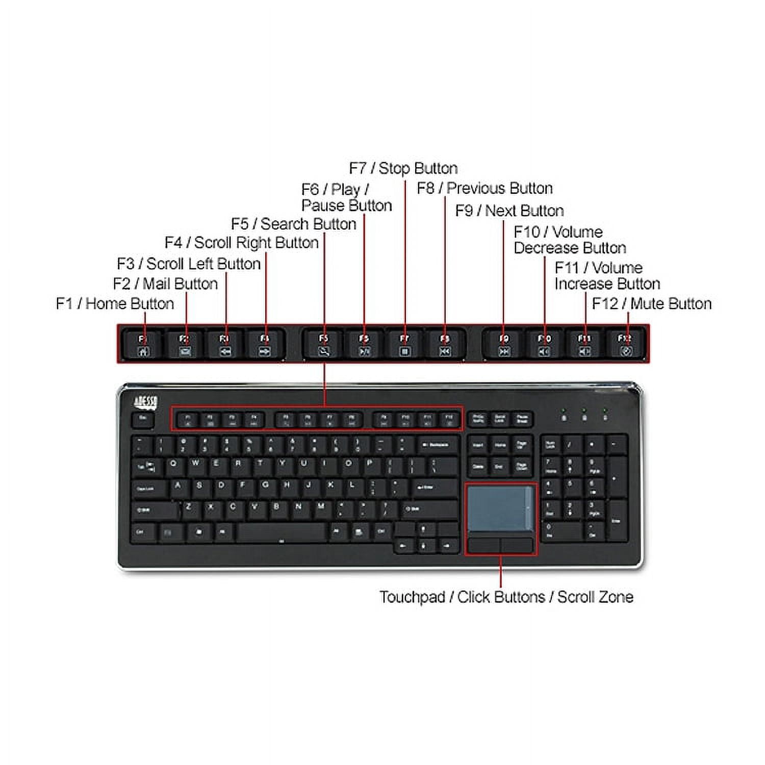 Black Wireless TouchPad Keyboard, WKB-4400UB
