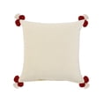 thumbnail image 5 of Laddha Home Designs Hand-Stitched Zig Zag Cotton Throw Pillow Cover - 20" - Red and White, 5 of 8