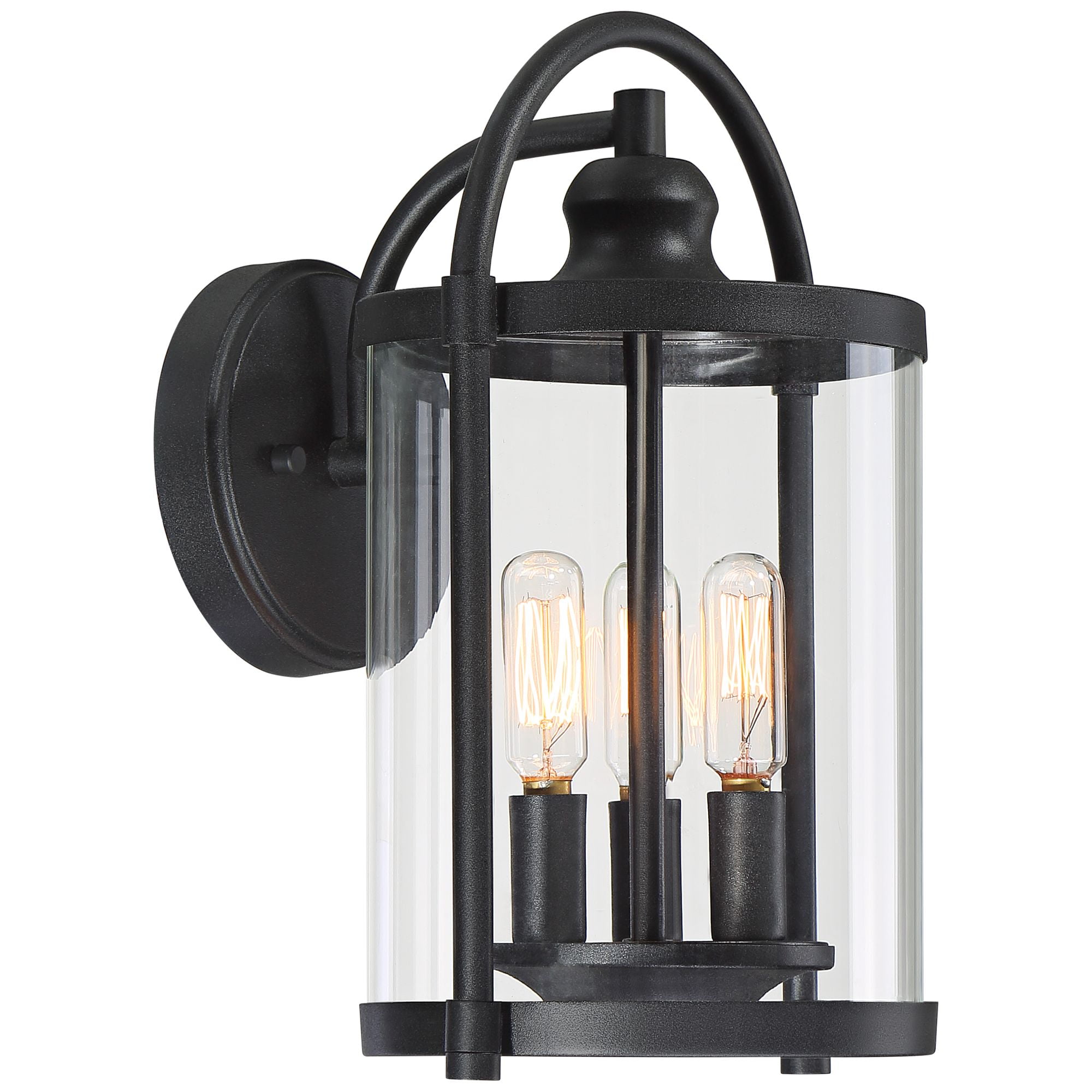 John Timberland Avani Modern Outdoor Wall Light Fixture Black Lantern 13" Clear Cylinder Glass for Post Exterior Barn Deck House Porch Yard Patio Home