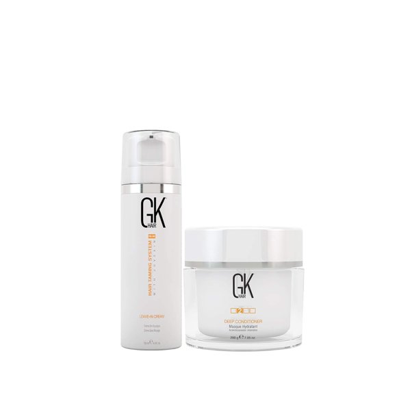 Global Keratin GK Hair Leave in Conditioner Cream For Detangling Smoothing Strengthening 130ml - Deep Conditioner Masque 200g/7.5oz Dry Damage Hair Conditioning