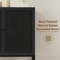 thumbnail image 6 of Brafabhome Boho Sideboard Storage Cabinet with Rattan Door, 6 Doors Modern Buffet Sideboard with Storage Shelf for Living Room Bedroom Entryway | Black, 6 of 6