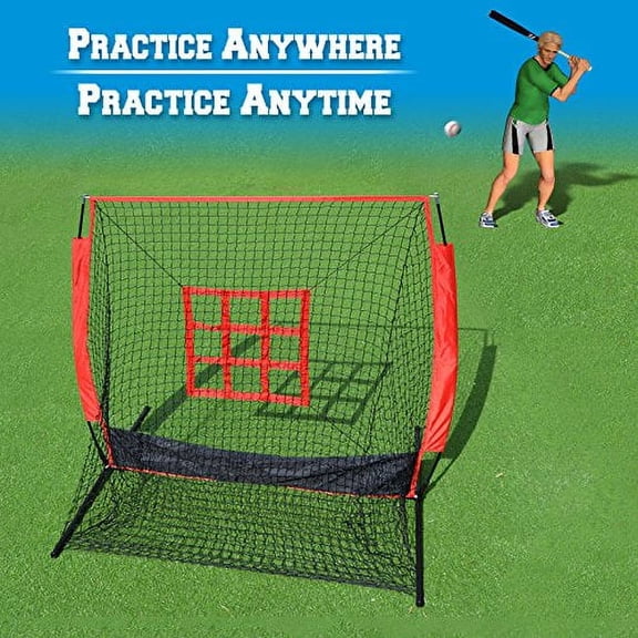Sunrise 5' x 5' Baseball and Softball Practice Net with Strike Zone Target and Carry Bag