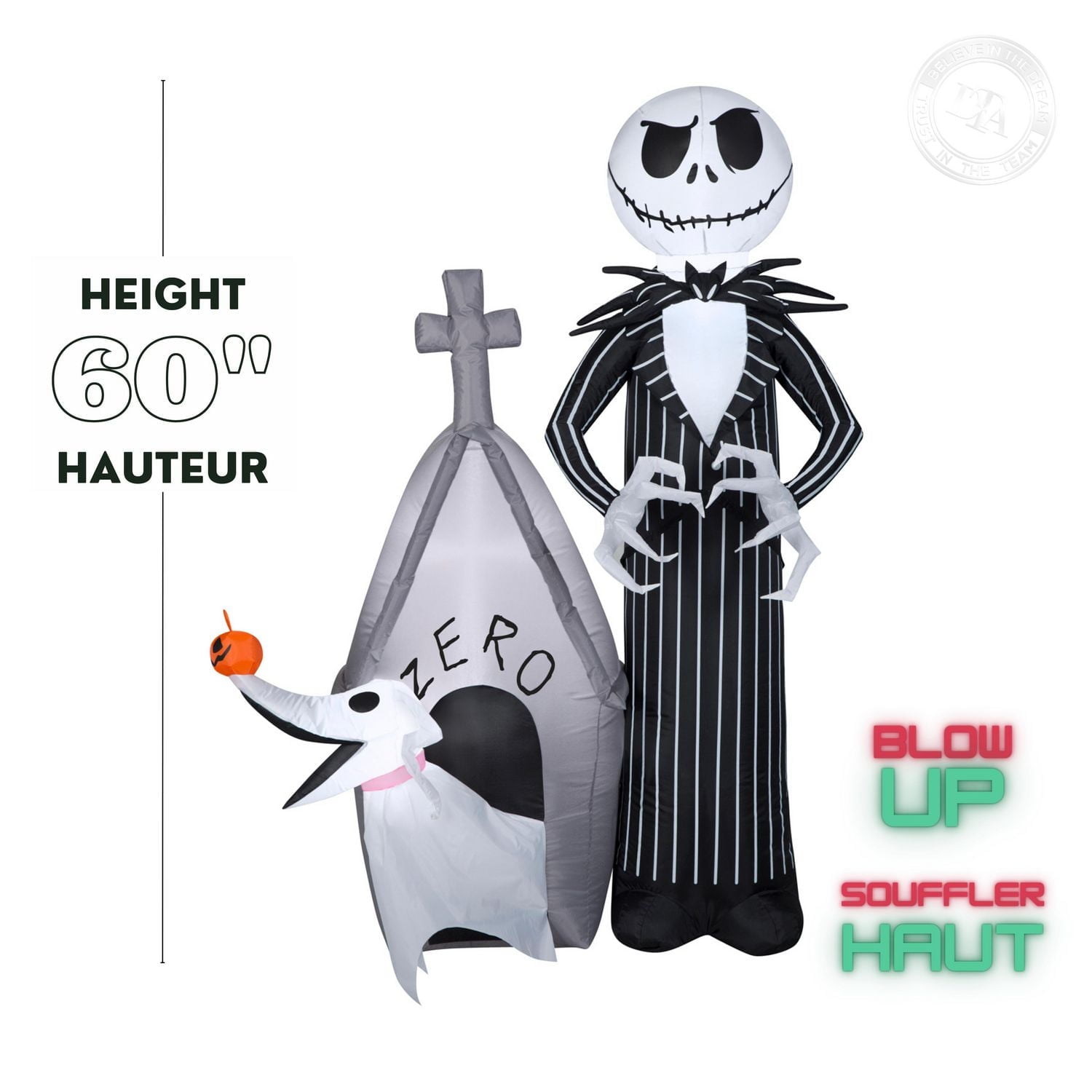 Halloween Inflatable Jack Skellington and Zero Scene