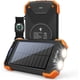 thumbnail image 2 of Banco de energía solar, cargador portátil Qi 10,000mAh Batería externa Tipo C Puerto de entrada Linterna dual, brújula, carga del panel solar (naranja), 2 of 2