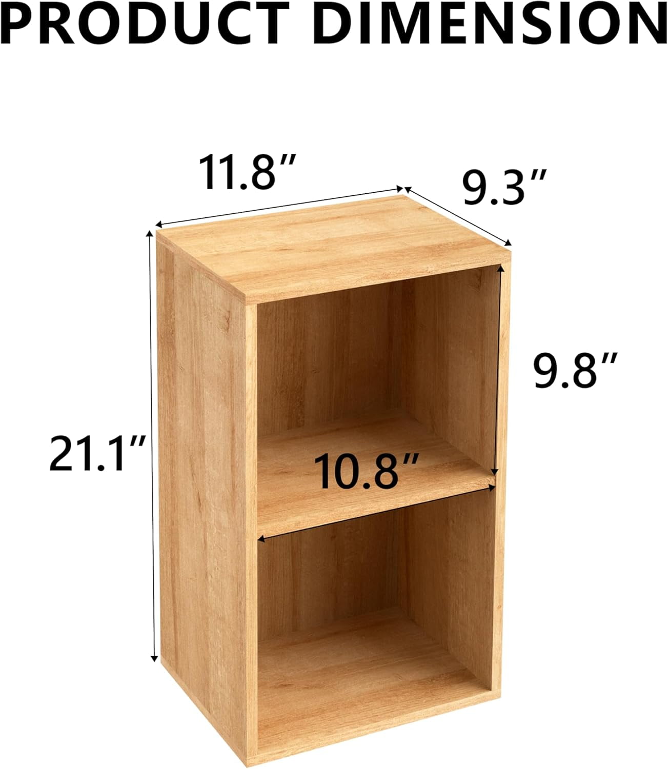 2 Cube Bookcase, 3 Tier Open Shelf Storage Cabinet, Stackable Wooden Multipurpose Display Cabinet Organizer Shelf for Living Room, Bedroom, Hallway, Home Office, Classroom, 11.81*9.25*21.1 in
