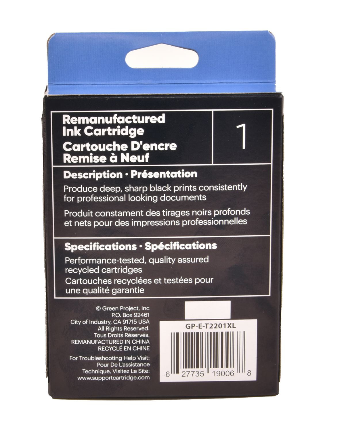 Cartouche  d'encre noire remise a à neuf Epson 220 XL Green Project, (GP-E-T2201XL)