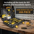 thumbnail image 2 of 168-Piece Tool Kit in Toolbox Storage Case, Multi-Purpose Automotive and Household Tool Set for Garage, Car, DIY Project, Housewarming Gift Yellow, 2 of 9