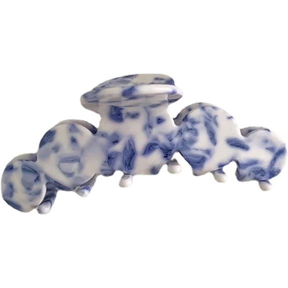 Chinese Style Blue and White Porcelain Woman Hair Claw Retro Acetate Grab
