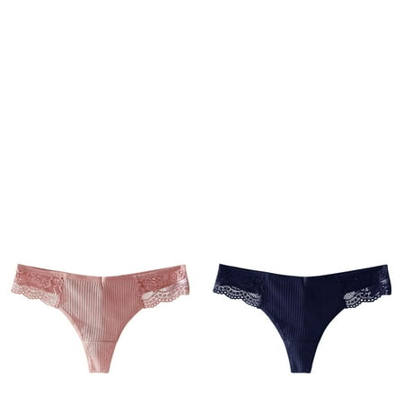 Wijhcboe 2 Pack Women Silk Thong plus Size Cotton Panties Sexy Sports Lacy Panties Set Thong Breathable Silk Thong Ladies Cotton Underwear Size 12 Bulk Panties