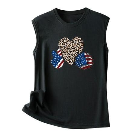 

koaiezne Women Summer Print Tops Casual O Neck Comfortable Sleeveless T Shirts Top Women Tight Bra Top 2x