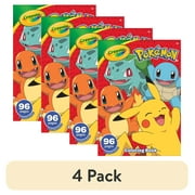 (4 pack) Crayola Pokemon Coloring Book with Stickers, 96 Pgs, Arts and Crafts, Travel Activity, Birthday Ideas, Pokemon Gift for Kids, Ages 3+