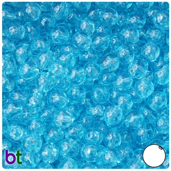 BeadTin Light Turquoise Transparent 8mm Round Craft Beads (300pcs)
