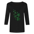thumbnail image 4 of St. Patrick's Day Shirt for Women Flying Glitter Clovers Graphic T-Shirt 3/4 Sleeve Crewneck Soft Comfy Festival Apparel Greenery Gift, 4 of 4