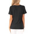 thumbnail image 3 of Sonducket Blusa fina de punto con botones en la parte de manga corta con cuello en V para mujer Prendas para la parte del cuerpo negro S, 3 of 6