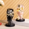 thumbnail image 2 of 1 Pc Home Furnishing Decoration Desktop Ornament Dried Bouquet Gift Box Flowers Rose in Glass Dome Roses Gifts for Mom Women Christmas Gifts Valentine's Day, 2 of 6