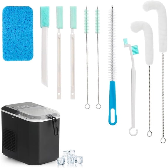Januofit Ice Machine Cleaner Brush Sets, 10 Pcs Ice Maker Cleaner Tools Kits with Crevice Cleaning Brush and Scrub Sponge
