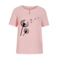thumbnail image 3 of CHOK Hauts en Liquidation pour Femmes Boutons Col Rond Manches Courtes Imprimé Floral Boutons Coton Lin Vintage, 3 of 5