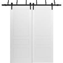 Sliding Closet Barn Bypass Doors 36 x 84 inches / Mela 0733 Painted White / Modern 6.6FT Rails Hardware Set / Wood Solid Bedroom Wardrobe Doors