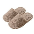 thumbnail image 5 of Mens Womens Slippers Casual Unisex Slip-on Close Toe Flats Solid Color Indoor Outdoor Warm Bedroom Shoes Slippers Khaki 5.5, 5 of 5