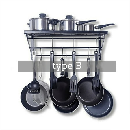 Kitchen Wall Mounted Pot Pan Rack Holder Cookware Storage Kitchen Wall Mounted Pot Pan Rack