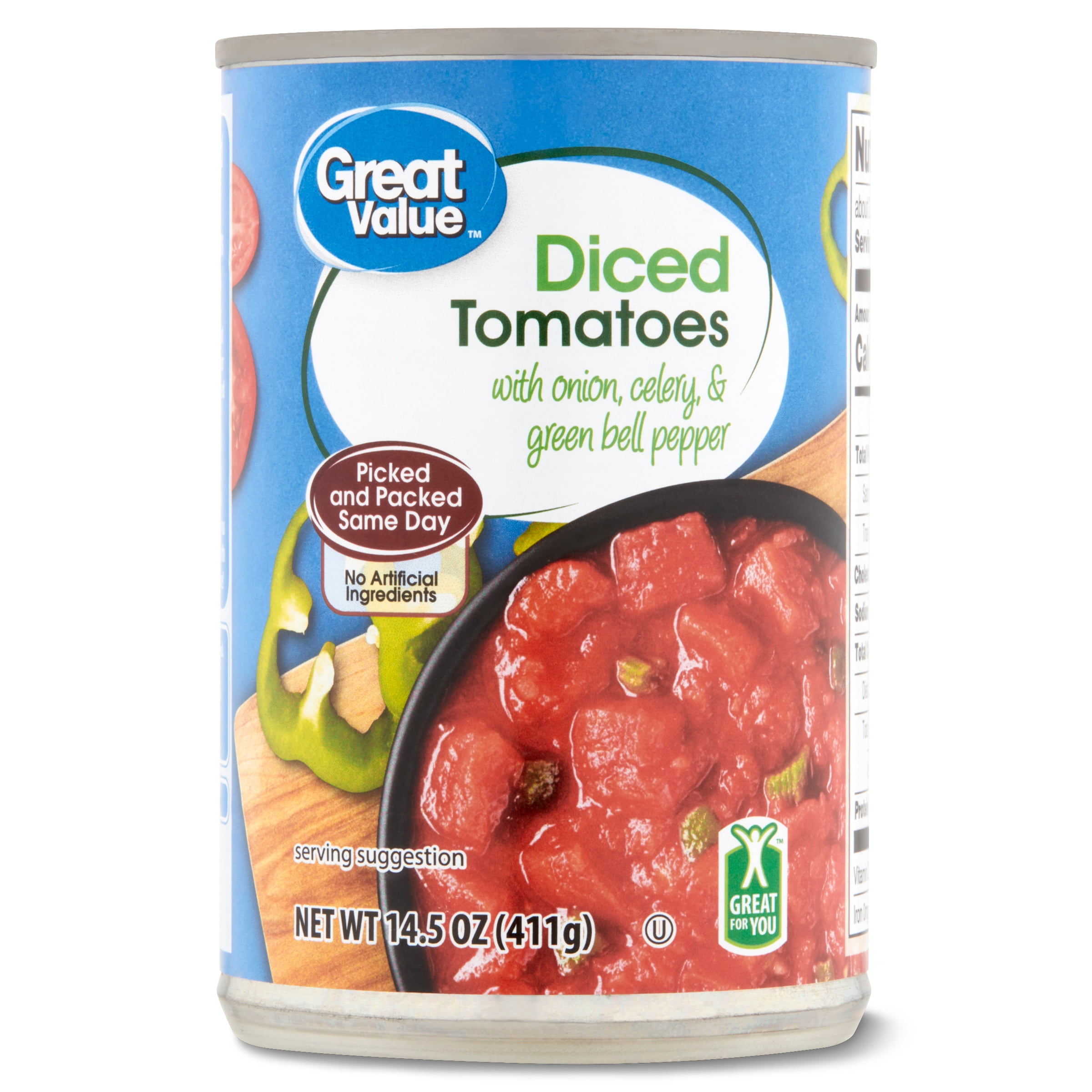 Great Value Diced Tomatoes With Green Peppers, Celery & Onions, 14.5 Oz