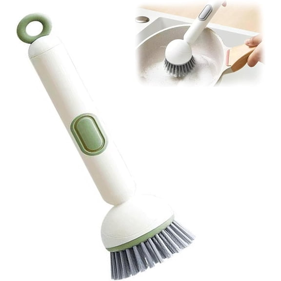 6-in-1 Dishwashing Brush with Soap Dispenser - 360° Rotating Scrubber Head & Extendable Handle for Pots, Pans, Hard-to-Reach Areas | All-in-One Kitchen Cleaning Tool(XX)