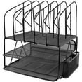 thumbnail image 2 of Greenco Mesh 2 Tier Desk File Organizer Shelves With 5 File Sorter Sections, Black, 2 of 4