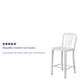 thumbnail image 4 of Flash Furniture Gael Commercial Grade 24" High White Metal Indoor-Outdoor Counter Height Stool with Vertical Slat Back, 4 of 11