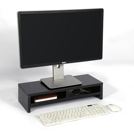 Computer Rack Mounting Equipment - Desktop Monitor Stand LCD TV Laptop Rack Computer Screen Riser Shelf Platform Office Desk Black