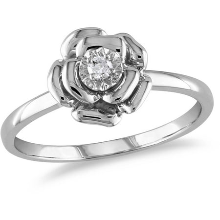 Miabella Diamond Accent Sterling Silver Flower Ring