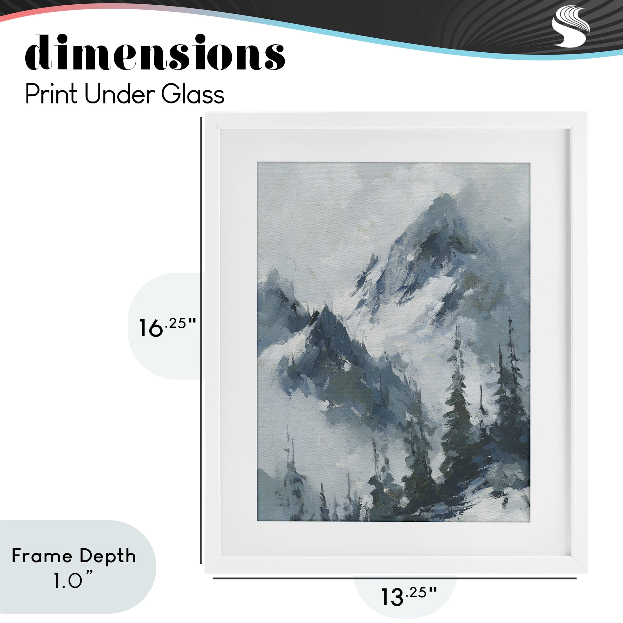 Stupell Industries Frozen Majesty Mountains White Framed Print Under Glass, design by Svetlana Aleynikova