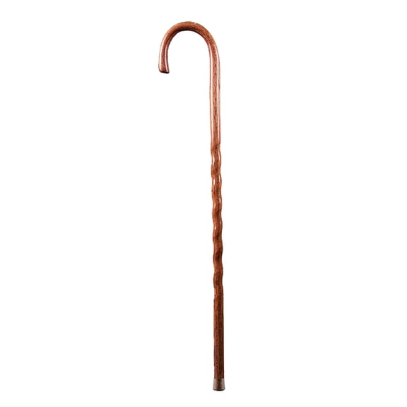 Brazos Handcrafted Wood Walking Cane, Twisted Oak, Crook Style Handle, for Men & Women, Red, 37"