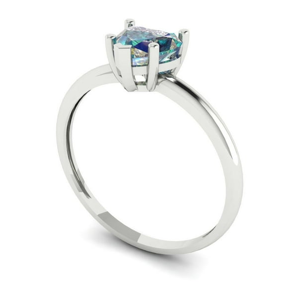 2.1ct Heart Cut Blue Natural Aquamarine 18k Yellow Gold Engraving Statement Bridal Wedding Designer Ring Size 4.25