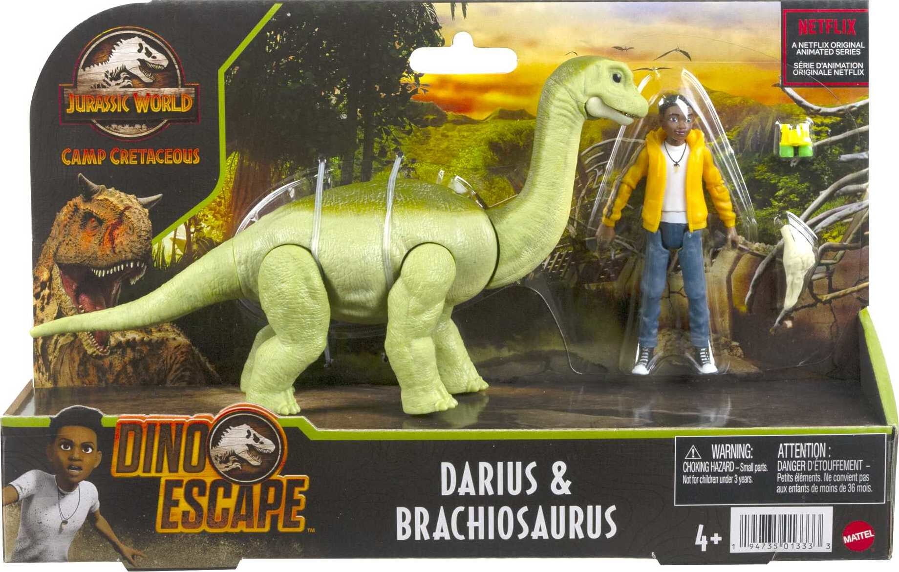Jurassic World Human & Dino Pack Darius & Baby Brachiosaurus Figures, 4 Year Olds & Up