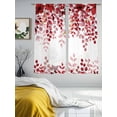 thumbnail image 4 of Sheer Curtains 72 Inches Long, Red Eucalyptus Leaves Light Filtering Window Curtains for Living Room/Bedroom, Summer Botanical Weeping Rod Pocket Voile Sheer Curtain Drapes, 52"W x 72"L, 2 Panels, 4 of 8