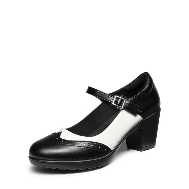 Zapatos DREAM PAIRS Oxford Mary Jane Tacones Negro/Blanco Mujer 37