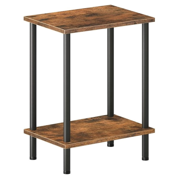 Sunshen End Table, Small Side Table, Nightstand with 2-Layer Storage Shelves, Sofa Table for Small Spaces, Living Room, Bedroom, Stable Frame, Easy Assembly, Rustic Brown